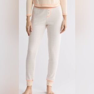 FREE PEOPLE Chill Evening White Orange Thermal Knit Pajama Pants Size Sm